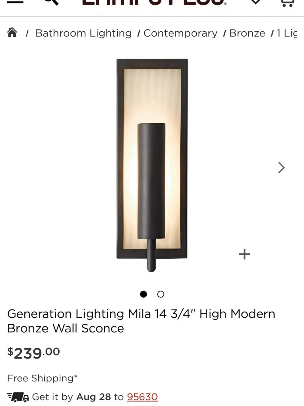 Generation Lighting Mila WB1451ORB Wall Sconce Oil Rubbed Bronze New!